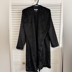 DKNY Black Faux Fur Long Coat